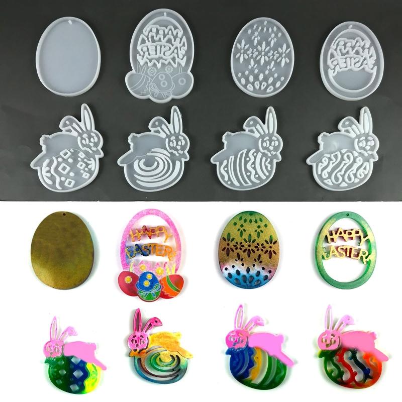 Diy Easter Egg Bunny for Key Pendant Decorative Silicone Mold Easter Day Series Charms Resin Casting Mold for Home Decor