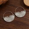1 Pair Women Earrings Retro Bohemia Style Drop Earrings Fan-Shaped Semicircular Design Distressed Earrings