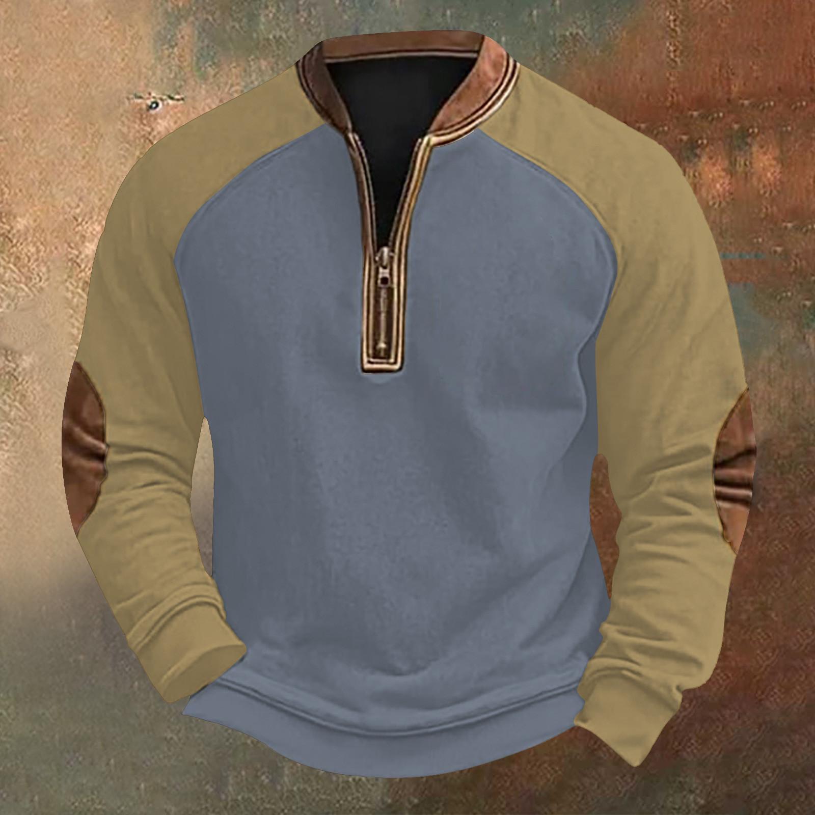 

Мужская повседневная толстовка в стиле ретро с цветными блоками на молнии XL