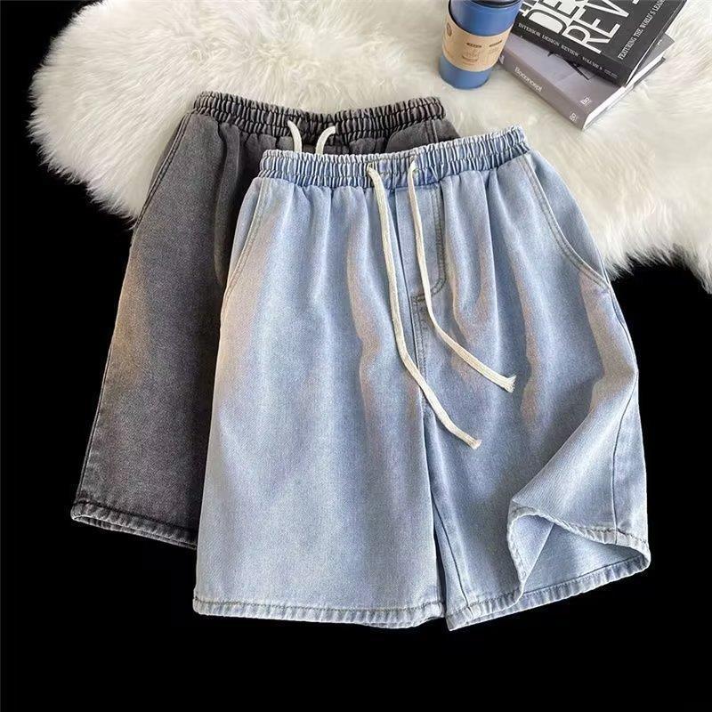 2024 Hong Kong Style Retro Washed Denim Drawstring Shorts