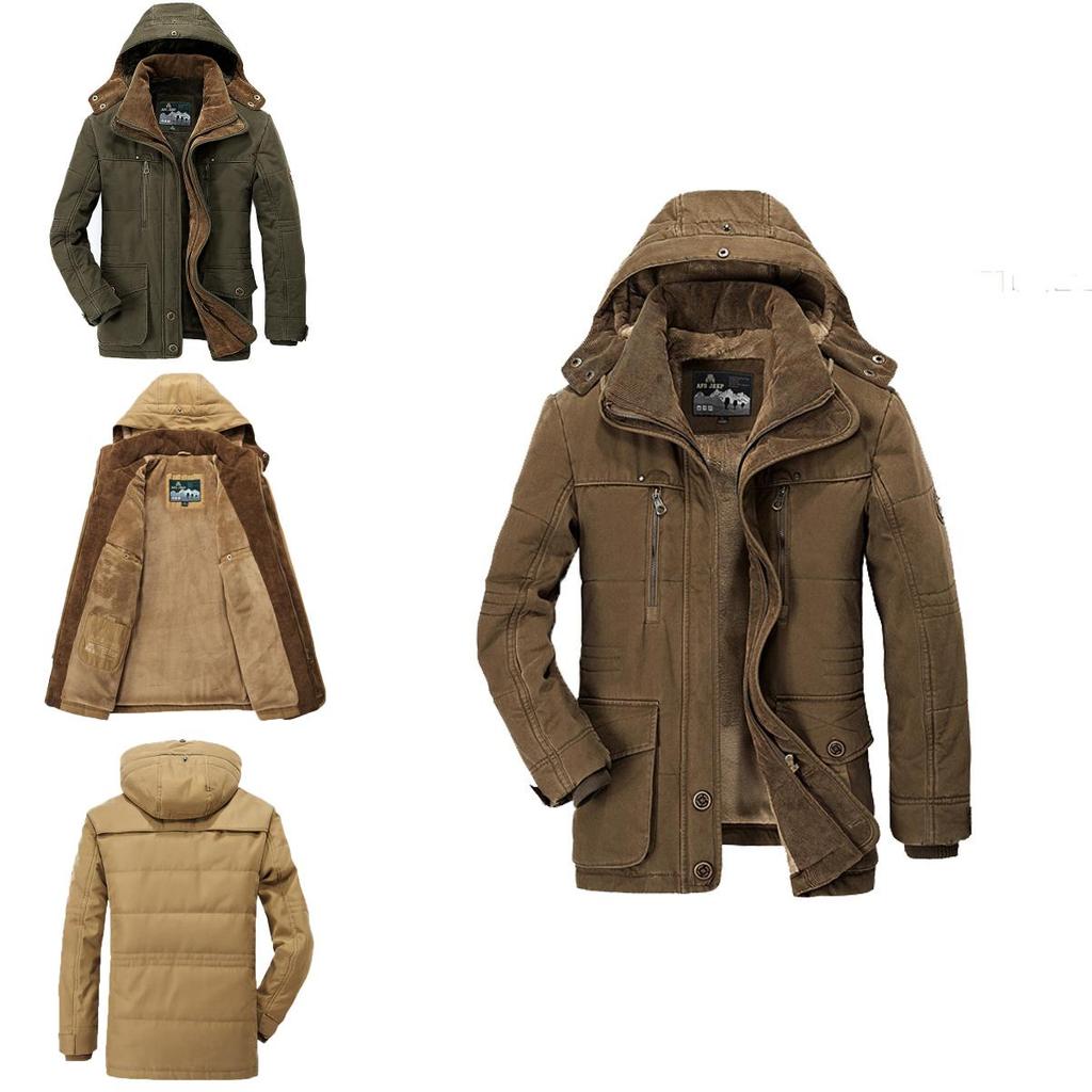 Herren Premium Qualität Warme Jacke Militärparka Pelzgefüttert Langer Mantel Mit Kapuze Wintermantel