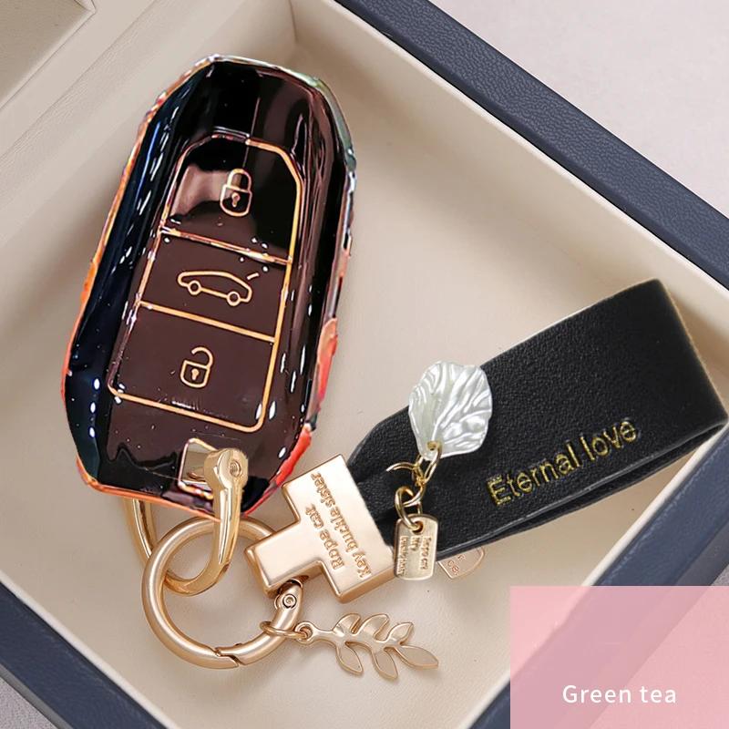 Hot Interior Mouldings Shell Cover Holder Car Key Fob Case 5008 DS5 DS6 For Peugeot 208 DS3 For Citroen C4 C5 X7 TPU Smart Remot