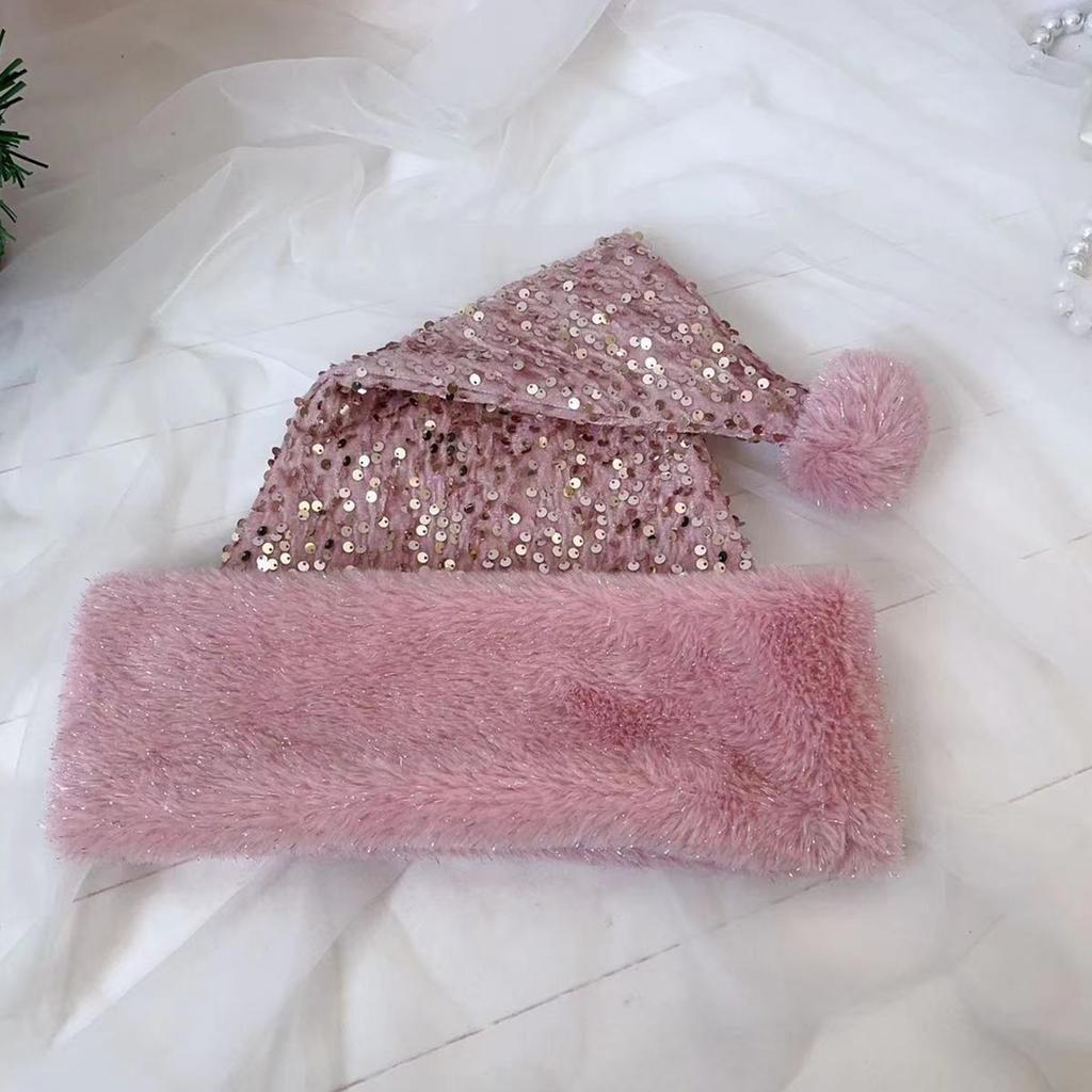 Vánoční pokrývky hlavy čepice flitry zahuštěný plyš ideální na svátky barevné oblečení na cosplay Santa chlupatá čepice