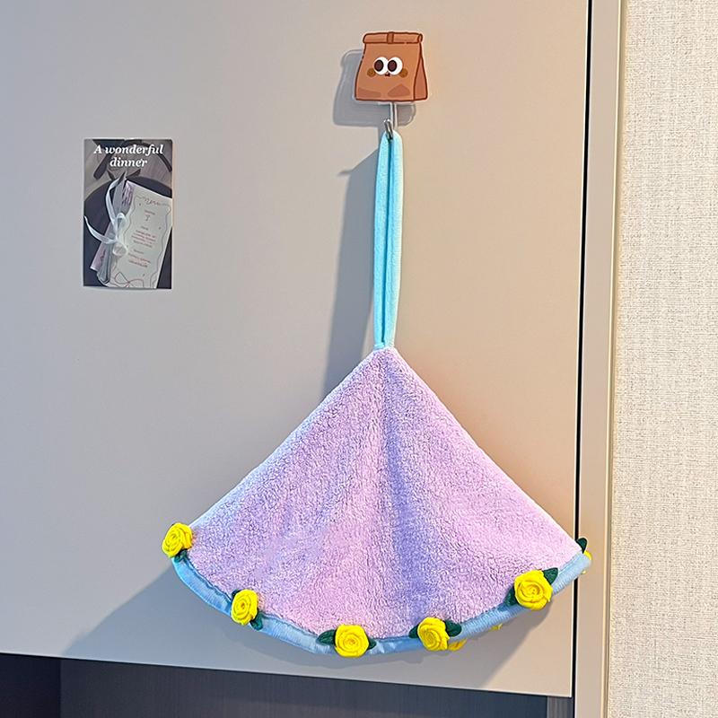Rose Hand Towel Soft Hanging Type Quick Drying Absorb Water Bathroom Thickened Absorbent Wipe Cloth Bathroom Kitchen Use