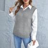 Women's Color Knitted Fashion Vest Casual V-neck Base Sweater