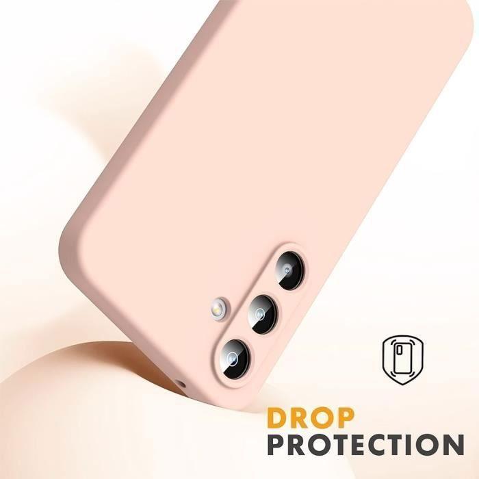 Design Case - Booling - for Samsung Galaxy A35 5G - Pink Silicone - Shockproof - 2 Tempered Glasses