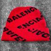 Used [Popular In Good Condition] Authentic, Authenticated, Balenciaga Logo, All-over Pattern, Beanie Cap, Knit Cap, Hat, Red X Black