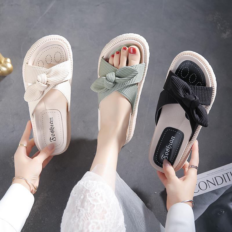 Platform sandals slippers spring and summer new Internet celebrity women's summer wear versatile one-word drag fairy style ins tide
