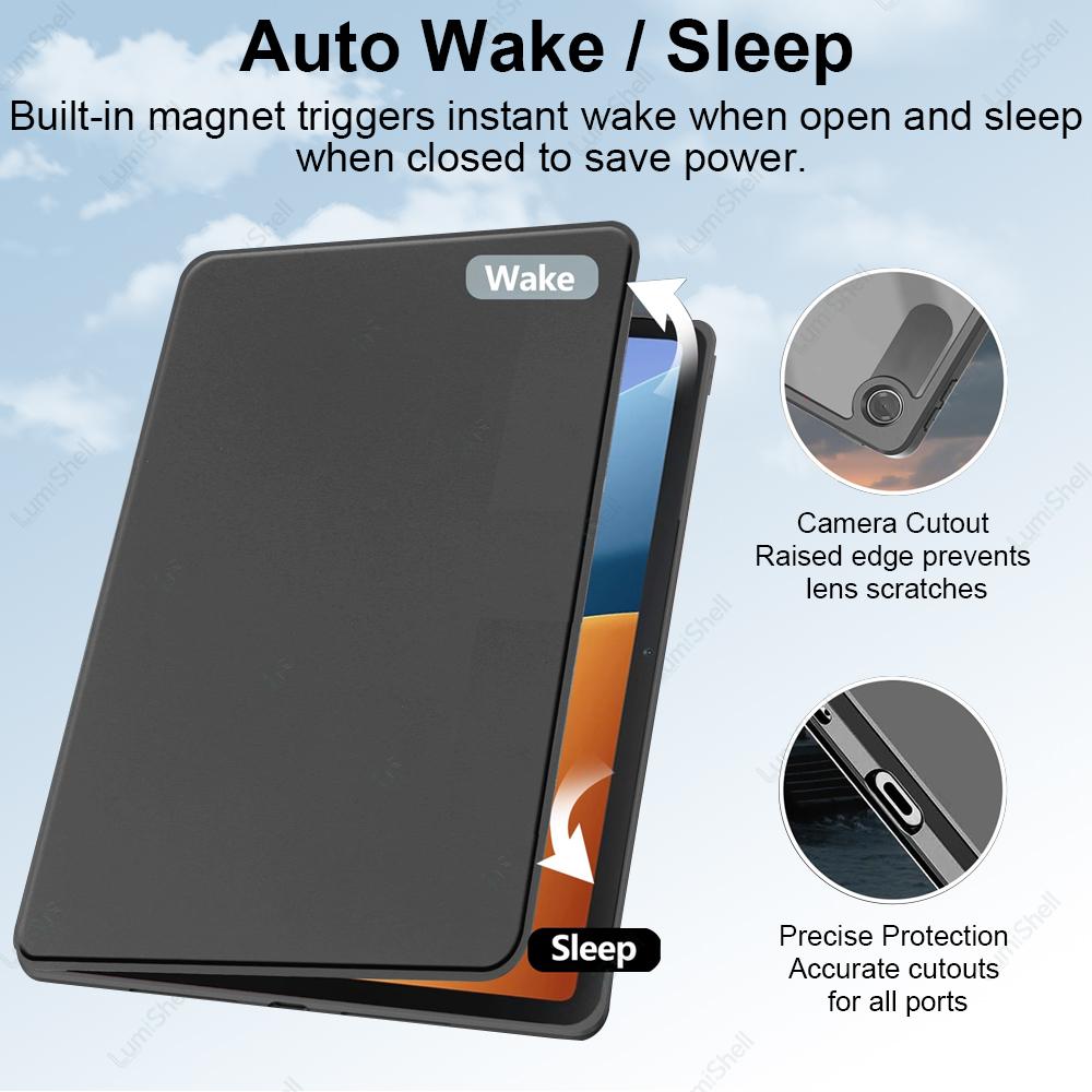 360° Rotation Stand Case for Xiaomi Redmi Pad 2 SE 9.7 inch 2026, with Pencil Holder Acrylic Clear Cover, with Auto Sleep/Wake