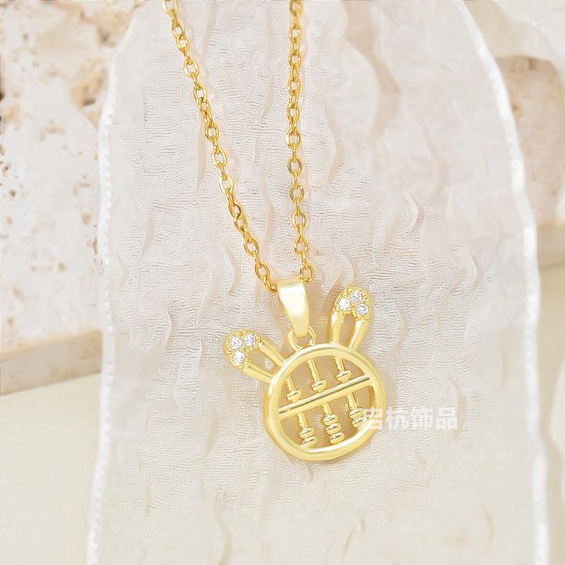 Abacus Rabbit Necklace Female Commuter Cute Natal Zodiac Rabbit Pendant With The Same Collarbone Chain