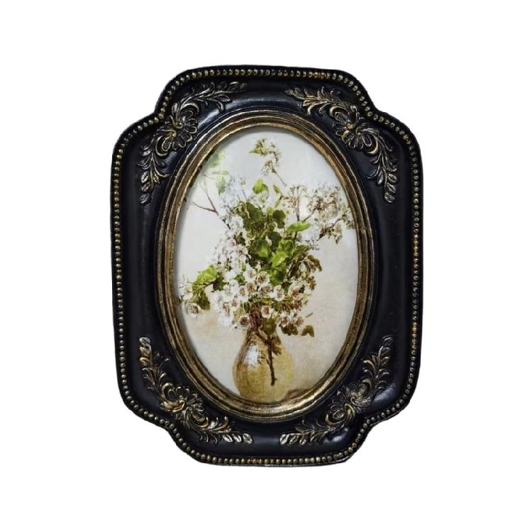 Retro Picture Frame,Decorative Photo Frame Antique Ornate Oval Photo Frame for Tabletop and Wall Display Home Decors