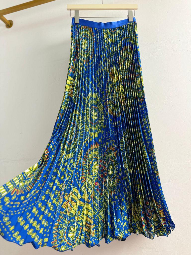 Klassischer A-Linien-Midi-Plisseerock mit vielseitigem Druck für Damen