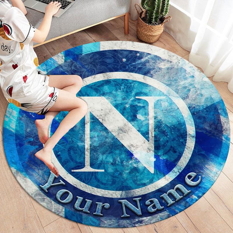 SSC Napoli Custom Name Round Area Rug,Carpet Rug for Living Room Bedroom Sofa Playroom Decor,Non-slip Floor Mat