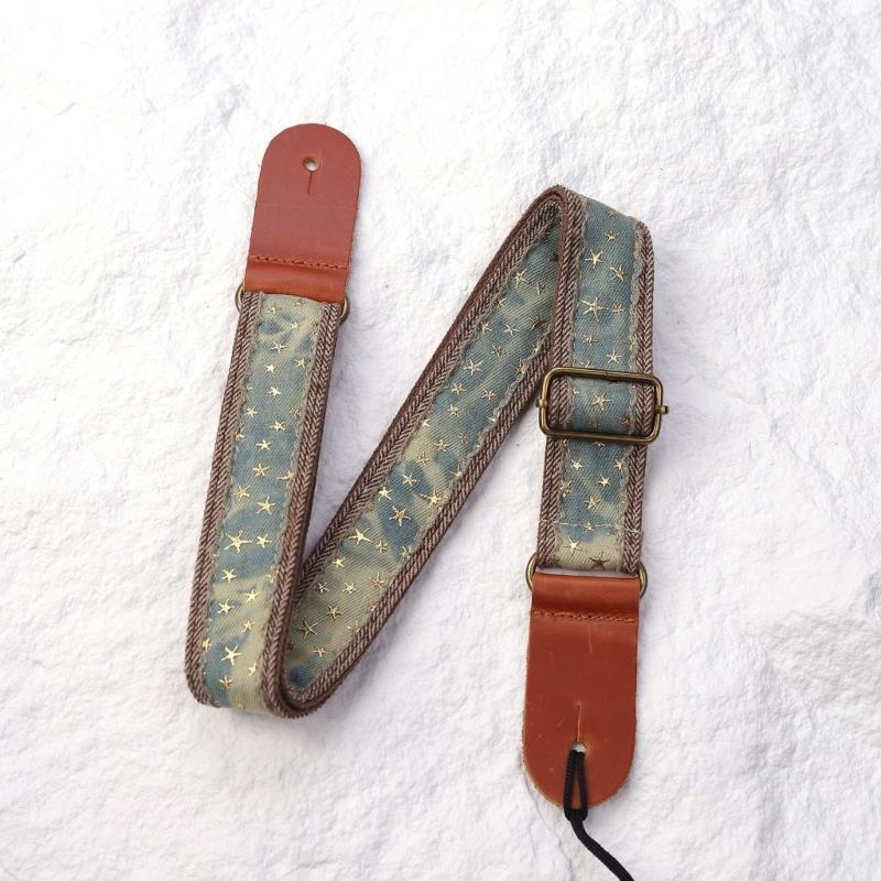 Cowboy Star Pattern Ukulele Strap Leather Adjustable Shoulder Strap Acoustic Ukulele Belt for Comfortable Playing
