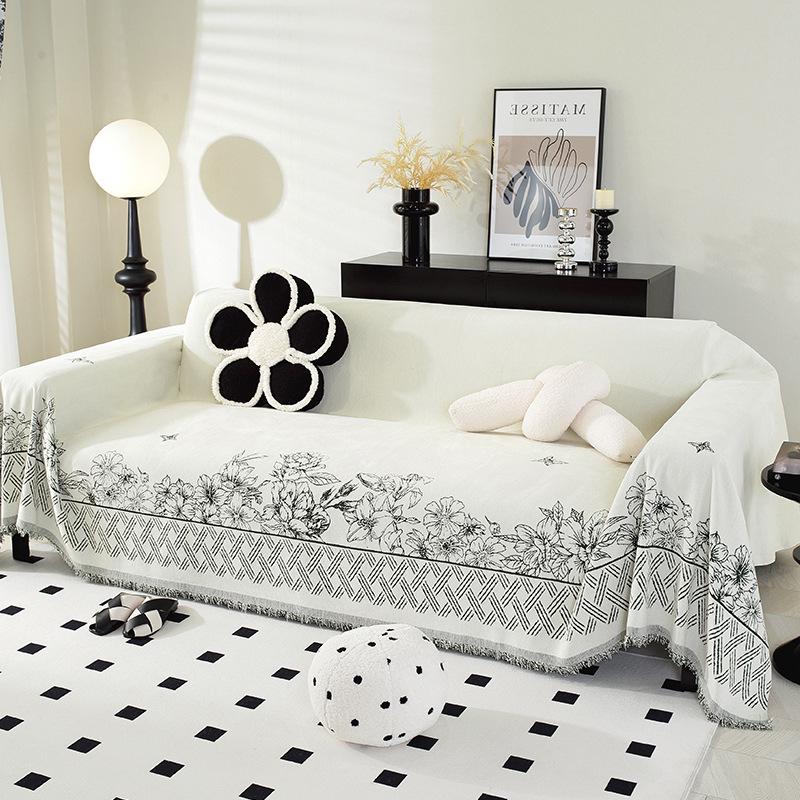 Pastoral Chenille Sofa Cover: Thick, Full-Coverage, Anti-Scratch Slipcover for All Seasons