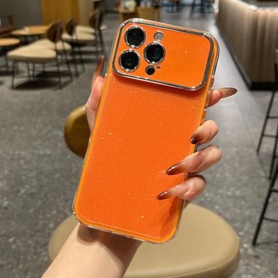 Luxury Shiny Glitter Camera Large Window Case For iPhone 17 Air 16 15 14 Plus 13 12 11 Pro Max Shockproof Bumper Glossy Cover