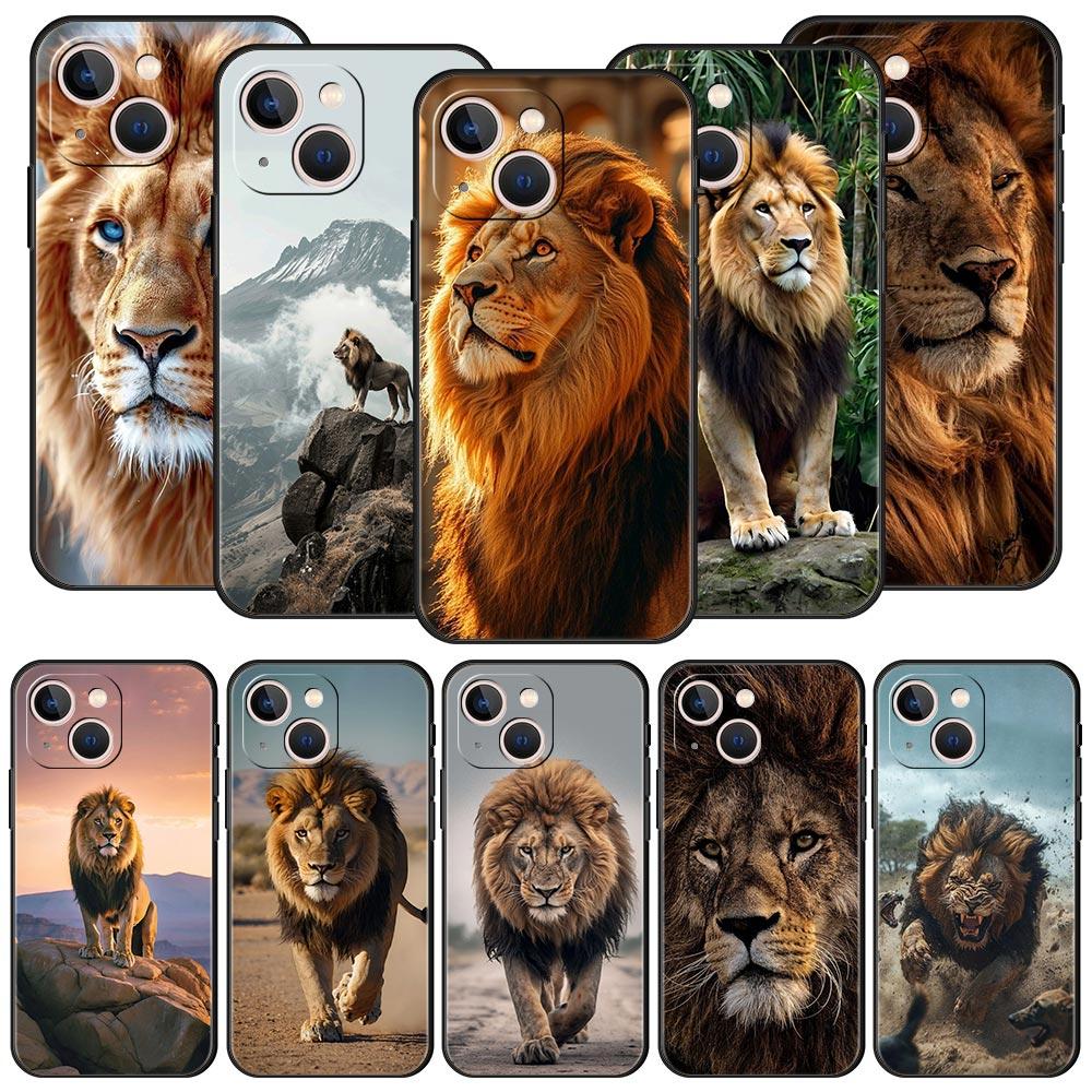 Lion King Animal Phone Case For iPhone 17 16 15 Pro Max 11 12 13 14 7 8 Plus SE 2020 X XR XS Cover Soft Black