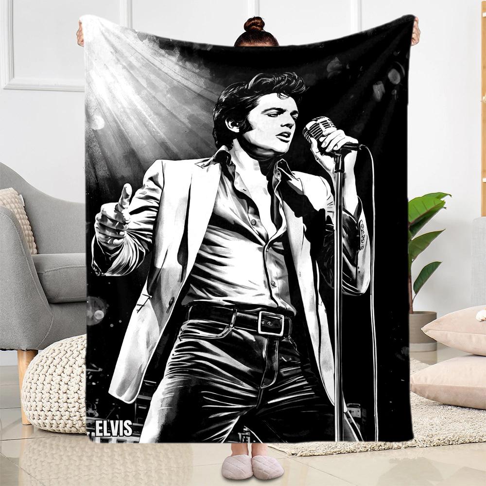 Elvis Presley: Rock Roll Blanket Ultra-Soft Great for Livingroom Sofa Bedding Four Seasons Multipurpose Modern Style Gift for Travel Home Birthdays