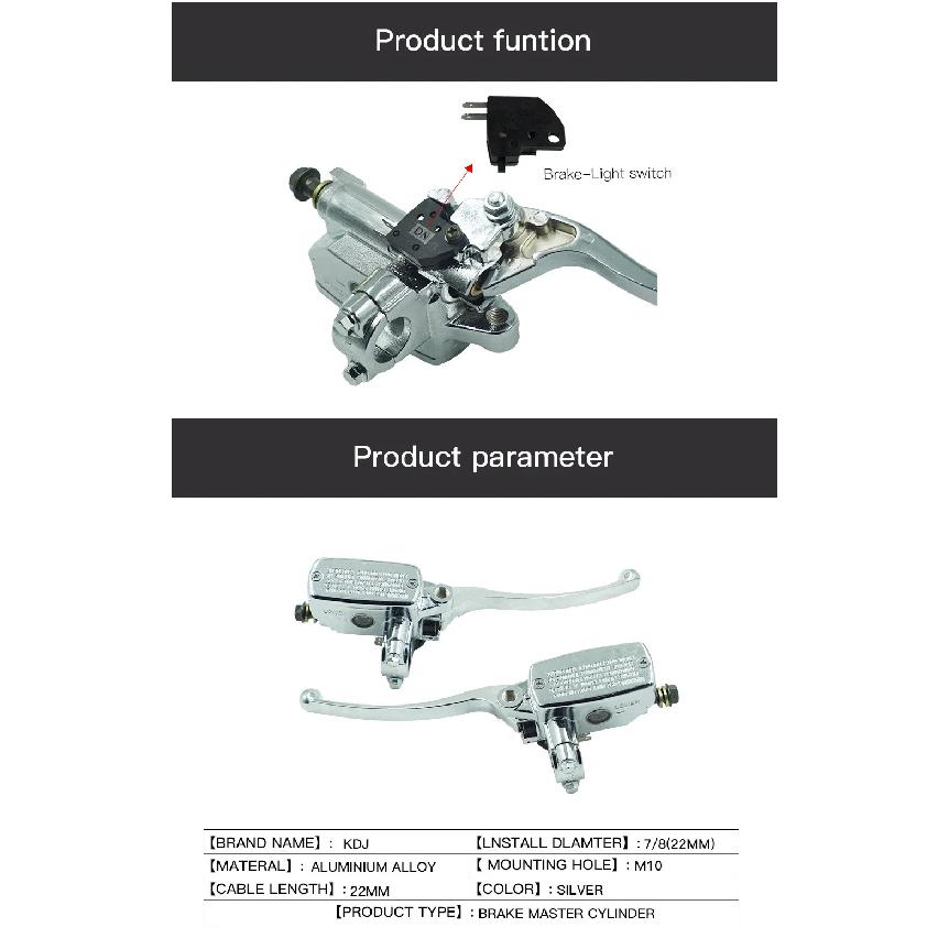 Right and Left 7/8" 22mm Motorcycle Front Brake Clutch Master Cylinder Hydraulic Pump with lever For Yamaha Suzuki Honda