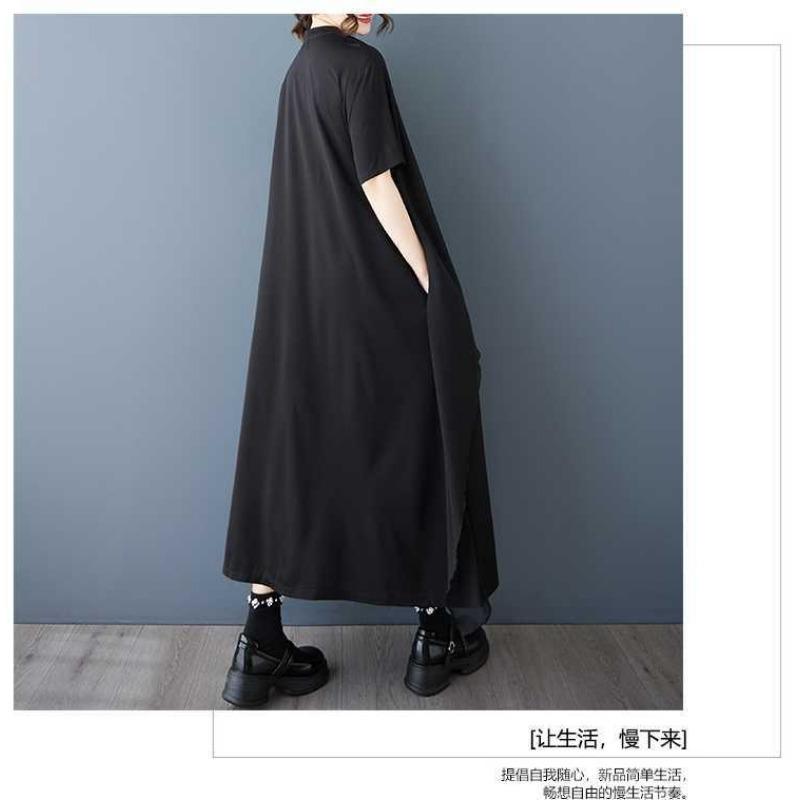 Women's Loose and Slimming Casual Black Short Sleeved Dress