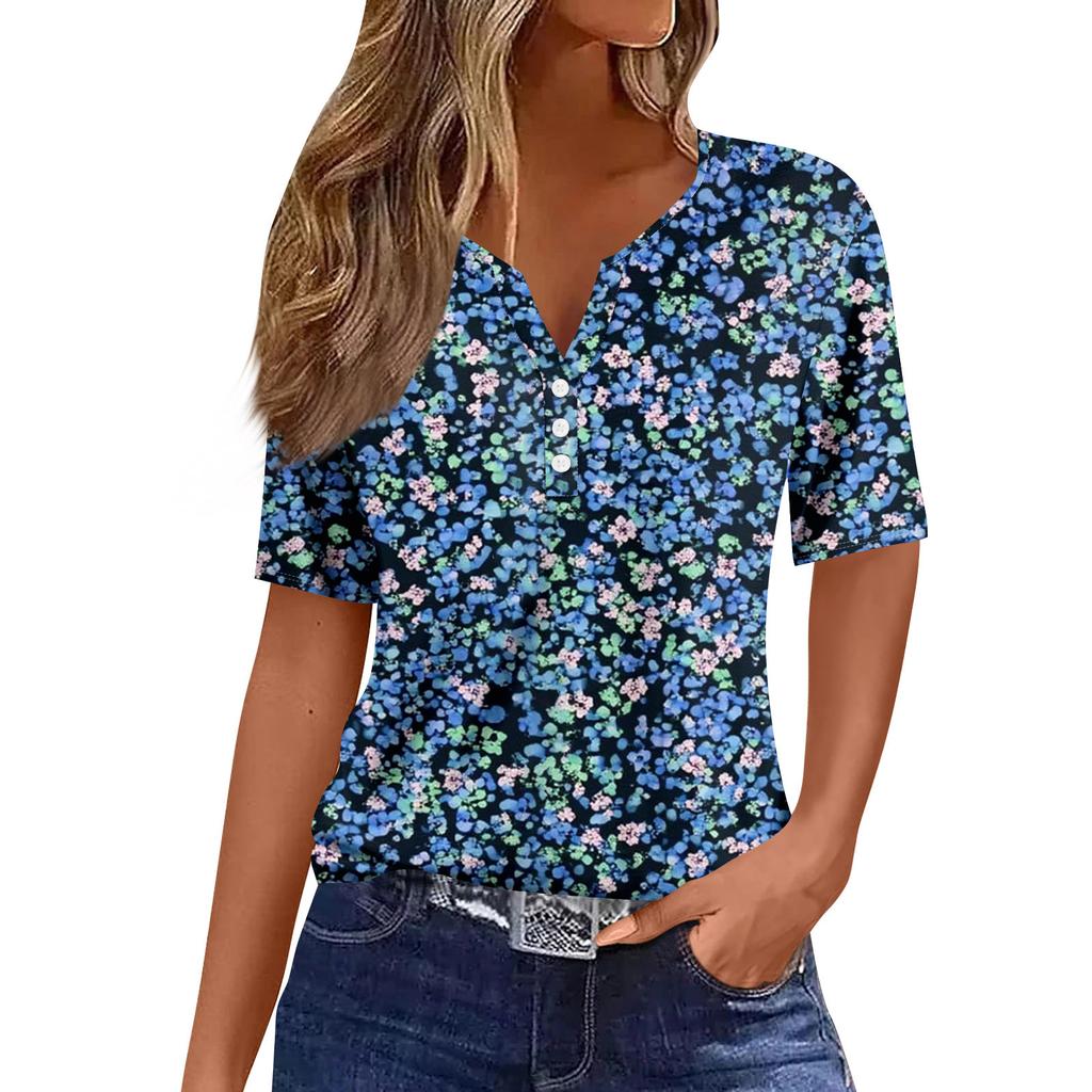 Dammode Casual Kortärmad Blommig Topp
