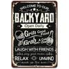 Vintage Retro Welcome Backyard Grill Tin Metal Sign Wall Decor Kitchen Bar