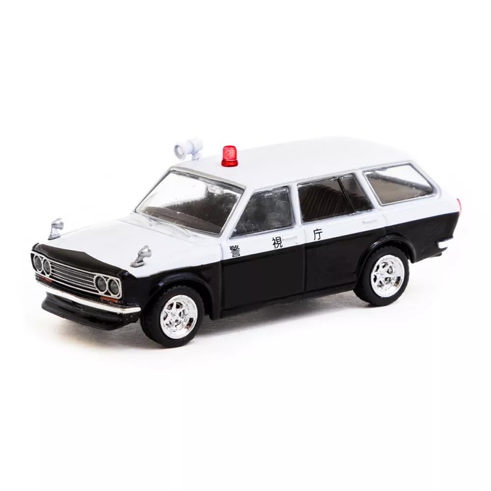 Tarmac Works 1/64 Scale Datsun 510 Wagon Police Car, Bluebird Japan Police Car, MiJo Exclusive [Parallel Import]