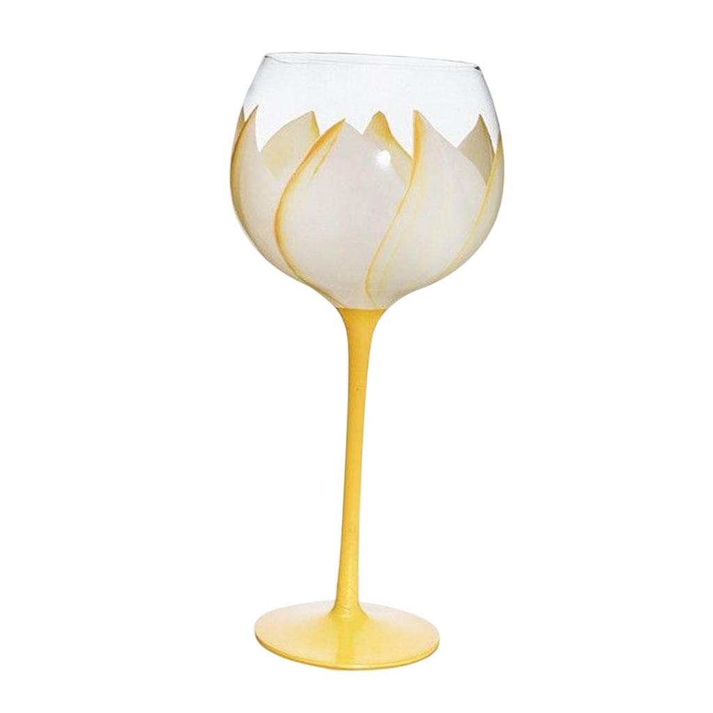 Floral Goblet Stemware Ornament Decoration Gifts Photo Props Hand Painted 440ml Drinks Glass for