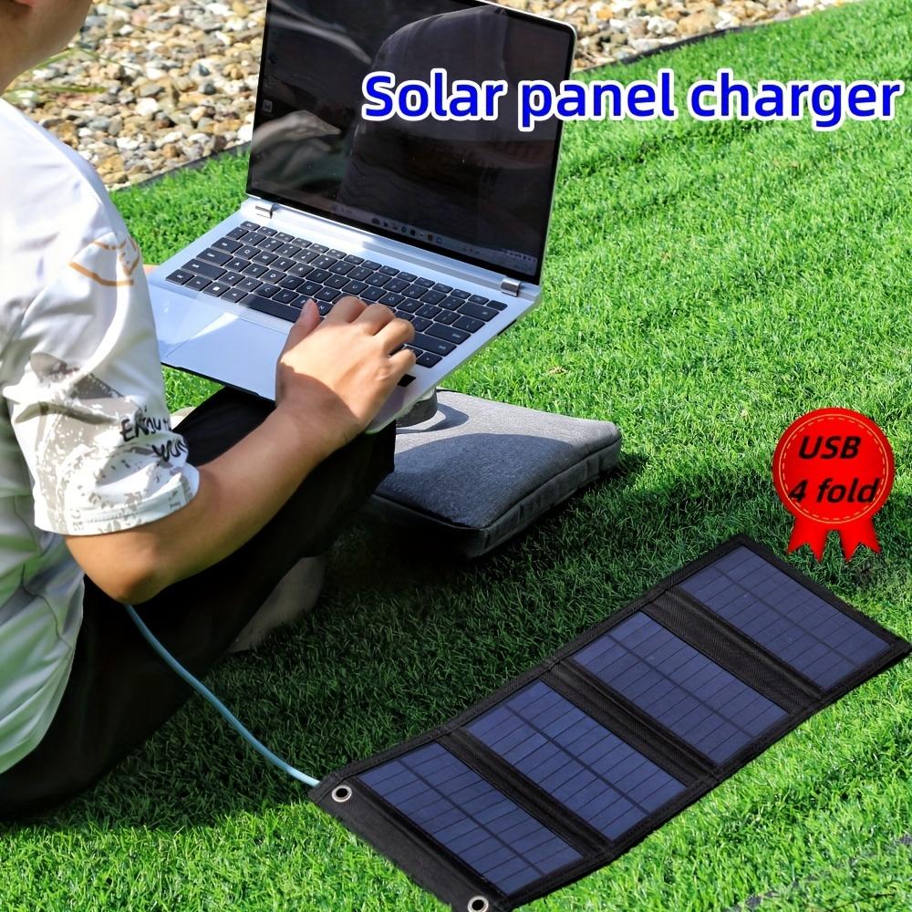 Tragbares Solarpanel mit USB, Ideal für Outdoor-Reisen und Camping, Wiederaufladbares Telefon, Tablet, Ventilator und Taschenlampe, Faltbar, mit Akkupack