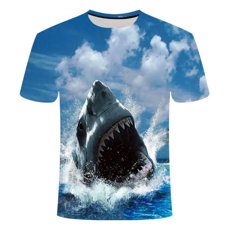 

Novelty Ferocious Animal Shark 3d Printing Men s Women s Children s T-shirt Harajuku Style Summer Sports Breathable Light Top 100