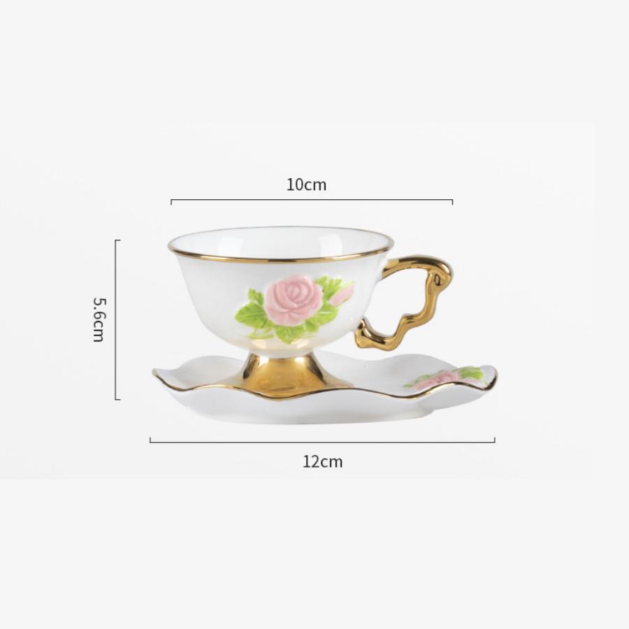 

Керамическая кофейная чашка и блюдце, набор 100 мл, домашний креативный тисненый розовый фарфор, раскрашенный вручную, посуда для питья, подарок 100ml ярко-розовый