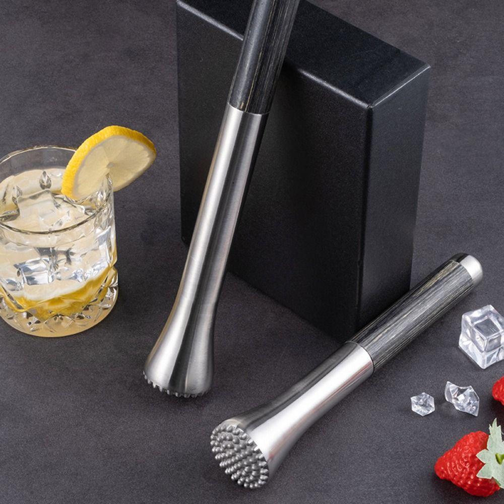 304 Stainless Steel Ice Crusher Anti-Slip Wood Handle Ice Crushing Hammer Lemon Squeezer Bar Tool