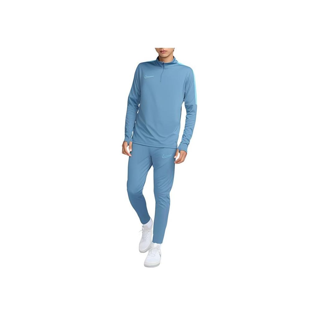 Nike Logo Embroidered Stand Collar Slim Fit Long Sleeve T-Shirt Men Tops Blue DX4301-429
