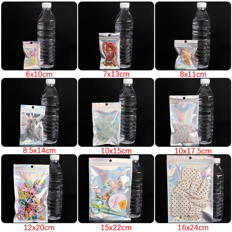 10/20 ks PET fóliových sáčků se zipem se používají pro domácí skladování šperků a řemesel