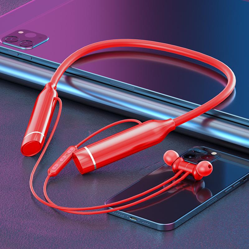Wireless Neckband Bluetooth Earphones 5.0 with True Stereo, Deep Bass, and Long Battery Life for Sports.