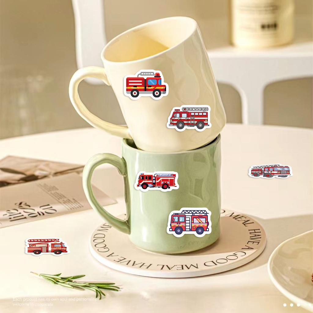 500PCS Fire Truck Roll Stickers Graffiti Cartoon Art Gift Scrapbooking Living Room Phone Community Skateboard Nostalgia Sticker