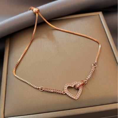 Nuovo Bracciale a Cuore in Argento Sterling 925 Zirconi Lucenti per Donna Regalo di Matrimonio Accessori Gioielli Lussuosi