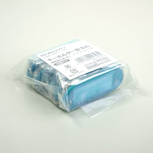 KOKUYO Keychain type name tag for double-sided display, large pack of 10, light blue Nuff-210LBX10