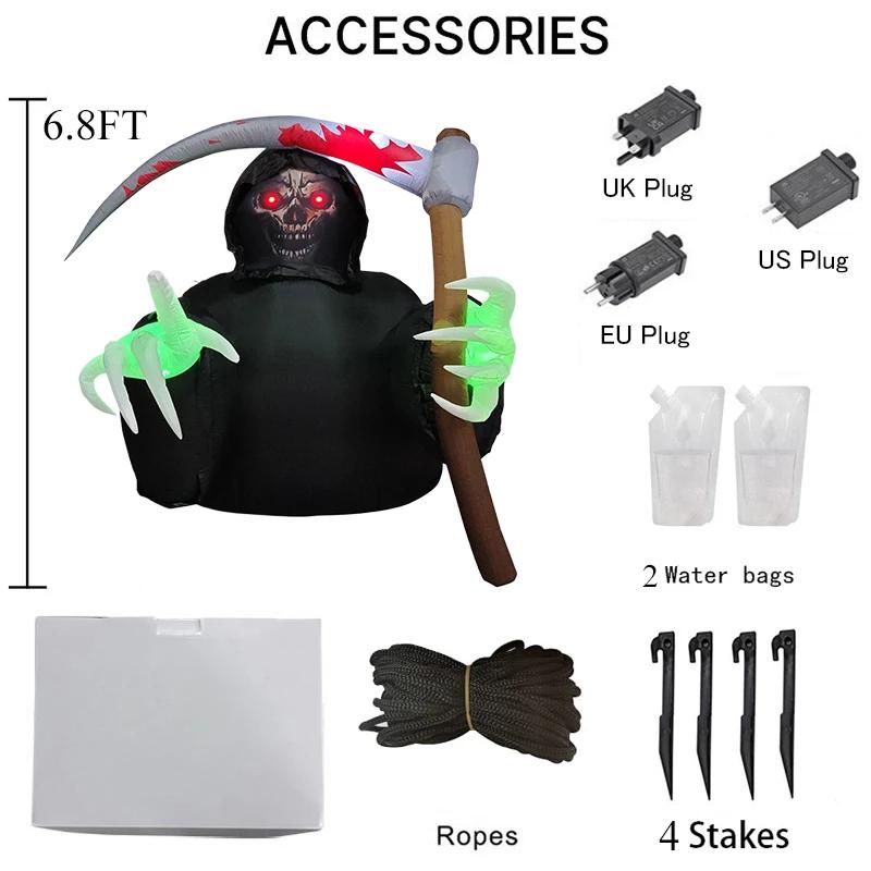

6.8FT Halloween Inflatables Toys Outdoor Decorations Grim Reaper with Build-in LEDs Blow Up for Party Holiday Yard Decorations UK