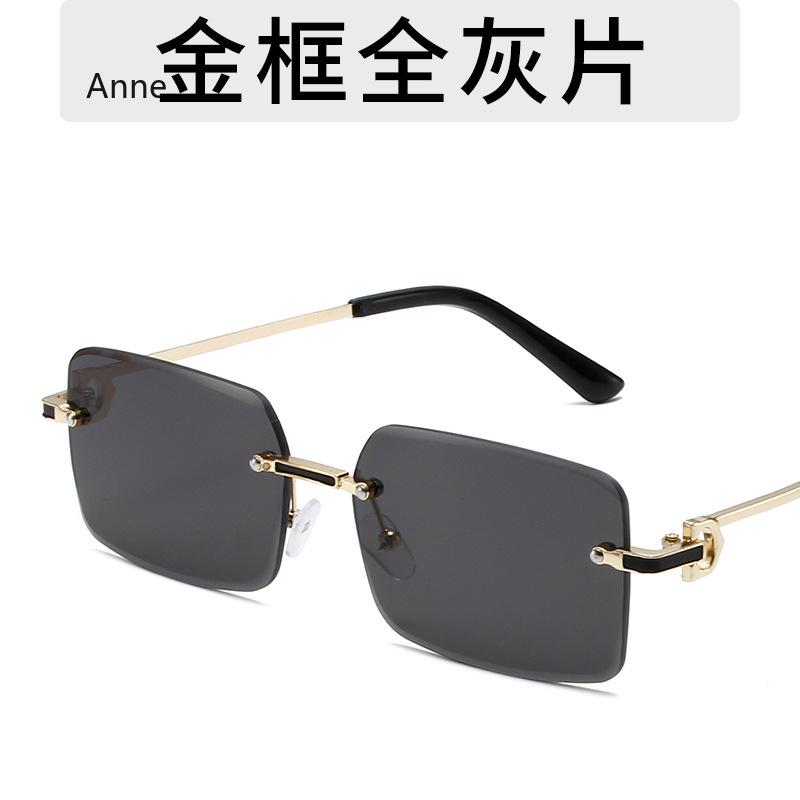 Vintage Square Rimless Sunglasses Women Luxury Designer Popular Small Rectangle Gradient Sun Glasses Fashion Shades