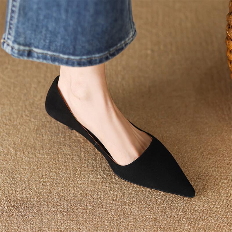 Fashion 2025 Spring Sheep Suede Women Shoes Female Stiletto Heels Shallow Pumps French Elegant Summer Shoes for Women Zapatos Para Mujer