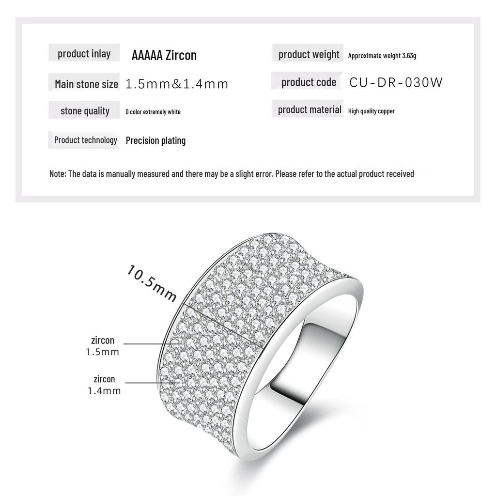 Dámský prsten s více diamanty, kulatý - Tři řady, Módní, Lehký luxus, Exkluzivní, Nejprodávanější, Niche módní doplněk.