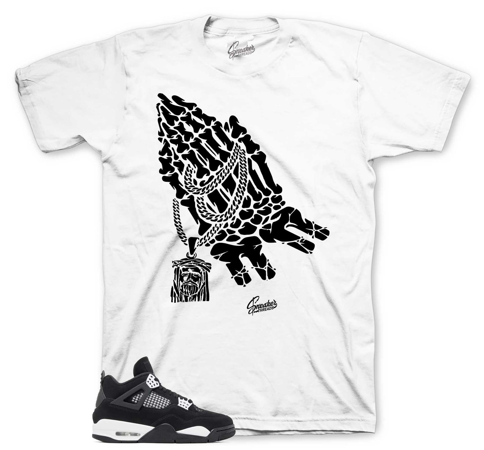 Sneaker Tees To Match Retro 4 White Thunder - Pray Shirt S
