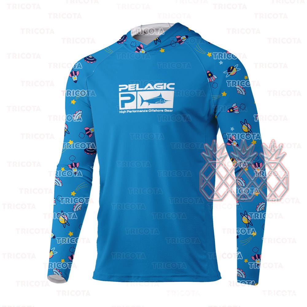 Pelagic Fishing Suit Men's Spring, Summer and Autumn Long Sleeve Sunscreen Hooded T-Shirt Breathable Luya Fishing Suit UV Protection