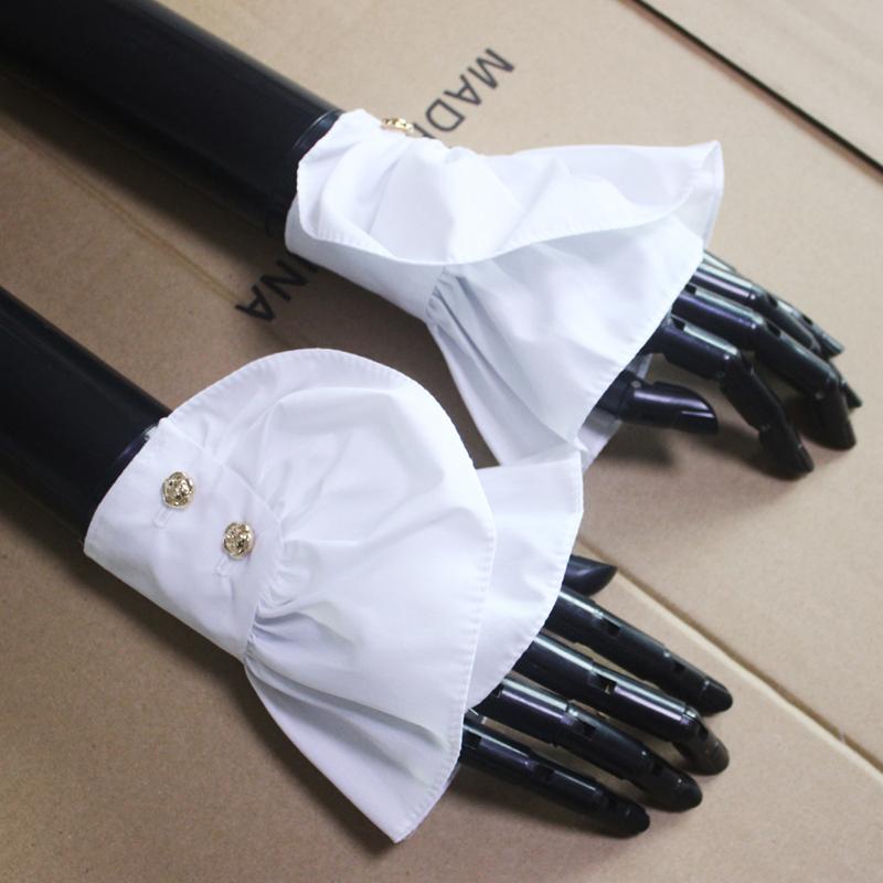 Womens Detachable Fairy Wrist Ruffle Cuffs White Flared False Sleeves For Sweater Dress Clothing Accessories