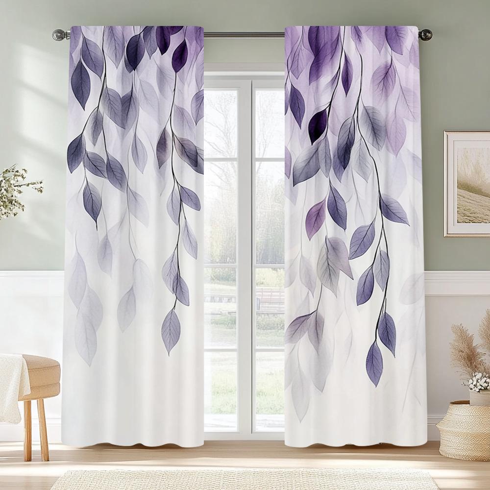 2pc    Window Curtains Leaves Machine Washable Polyester  Without Electricity Family Party Use for Holiday Party   General