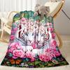 Tiger And Roses Blanket Suitable for Offices, Travel, Living Rooms Also a Good Gift for Friends and Family Suitable for All Seasons.