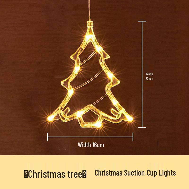LED Christmas Decorative Lights: Snowman, Tree, Bells, Star, Window Suction Cup Holiday Set