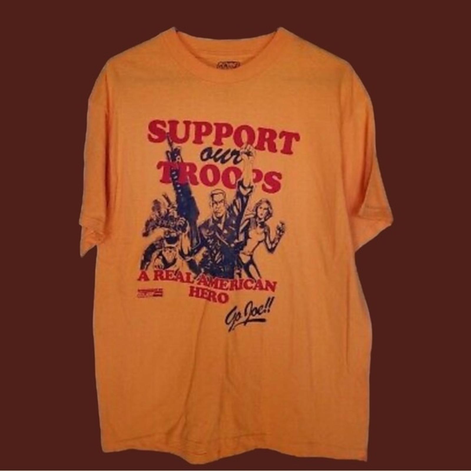 G.I. Joe Support Our Troops A Real American Hero T-Shirt Yellow Short Sleeve Lg 2XL