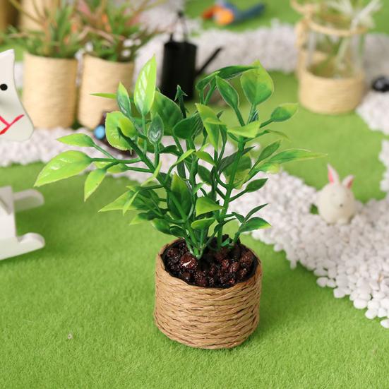 Mini Potted Plant Cute Collectible Plastic Doll House Orange Tree Model